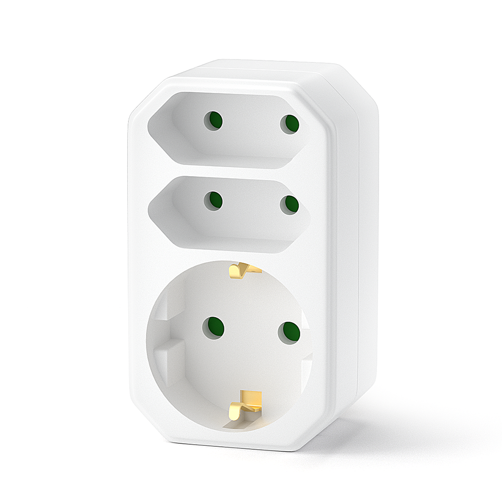 GlamPiece Double Wall Outlet Adapter, 3-Outlet, PC Flammschutz